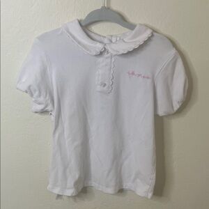 Tutto Piccolo Adorable White Kids' Button-Down Shirt with Pink Detail size 36m